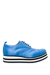 Ermanno Scervino Blue leather and silk shoes for women - contrasting sole. genuine leather, silk. lacing. Country of manufacture: Italy. Care: specialized cleaning - photo 1