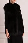 Dolce & Gabbana Vest made of natural fox fur black for women - 100% natural fox fur. Closure: hooks. two side pockets. Lining: 100% silk. Country of manufacture: Italy. Care: specialized cleaning - photo 3