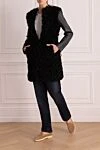 Women's fur coat made of natural black fur Dolce & Gabbana - 100% natural goat fur, leather. Closure: hooks. Country of manufacture: Italy. Care: specialized cleaning - photo 2