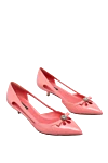 Dolce & Gabbana Women's pink leather shoes with a bow and rhinestones - bow on the toe, decorative cutouts on the sides. leather. Heel height: 4 centimeters. Country of manufacture: Italy. Care: specialized cleaning - photo 3