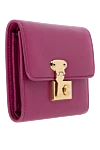 Dolce & Gabbana Pink leather wallet for women - 100% genuine leather. Fastener: button. Country of manufacture: Italy. Care: specialized cleaning - photo 3