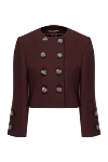 Dolce & Gabbana Burgundy wool jacket for women - crystals. 100% wool. Closure: buttons. Lining: silk. Country of manufacture: Italy. Care: specialized cleaning - photo 1