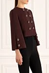 Dolce & Gabbana Burgundy wool jacket for women - crystals. 100% wool. Closure: buttons. Lining: silk. Country of manufacture: Italy. Care: specialized cleaning - photo 3