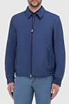 Hettabretz Men's blue silk, polyurethane and lambskin jacket - 45% silk, 25% polyurethane, 30% lambskin. Closure: Zipper with two sliders. Two side pockets. Country of manufacture: Italy. Care: specialized cleaning - photo 3