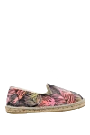 Manebi Purple espadrilles for men - rose and palm tree pattern, wicker platform. leather interior, top height 8 cm. fabric. Insole: leather. Country of manufacture: Italy. Care: specialized cleaning - photo 1