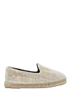 Manebi Beige cotton espadrilles for men - edging from a wicker platform. leather interior, top height 8 cm. 100% cotton. Insole: leather. Country of manufacture: Italy. Care: specialized cleaning - photo 1