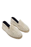 Manebi Espadrilles cotton beige for men - edging from a wicker platform. leather interior, top height 8 cm. 100% cotton. Insole: leather. Country of manufacture: Italy. Care: specialized cleaning - photo 3