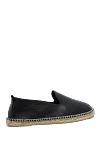 Manebi Black leather espadrilles for men - edging from a wicker platform. leather interior, top height 8 cm. 100% leather. Insole: leather. Country of manufacture: Italy. Care: specialized cleaning - photo 1