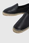 Manebi Black leather espadrilles for men - edging from a wicker platform. leather interior, top height 8 cm. 100% leather. Insole: leather. Country of manufacture: Italy. Care: specialized cleaning - photo 5