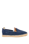 Manebi Blue pony leather espadrilles for men - edging from a wicker platform. leather interior, top height 8 cm. 100% pony skin. Insole: leather. Country of manufacture: Italy. Care: specialized cleaning - photo 1