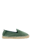 Manebi Espadrilles suede green for men - edging from a wicker platform. leather interior, top height 8 cm. 100% suede. Insole: leather. Country of manufacture: Italy. Care: specialized cleaning - photo 1