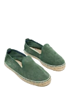 Manebi Espadrilles suede green for men - edging from a wicker platform. leather interior, top height 8 cm. 100% suede. Insole: leather. Country of manufacture: Italy. Care: specialized cleaning - photo 3