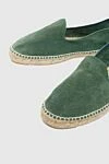 Manebi Espadrilles suede green for men - edging from a wicker platform. leather interior, top height 8 cm. 100% suede. Insole: leather. Country of manufacture: Italy. Care: specialized cleaning - photo 5