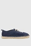 Manebi Blue suede espadrilles for men - edging from a wicker platform. leather interior, top height 8 cm. 100% suede. Insole: leather. Country of manufacture: Italy. Care: specialized cleaning - photo 1