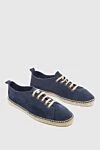 Manebi Blue suede espadrilles for men - edging from a wicker platform. leather interior, top height 8 cm. 100% suede. Insole: leather. Country of manufacture: Italy. Care: specialized cleaning - photo 3