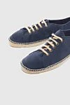 Manebi Blue suede espadrilles for men - edging from a wicker platform. leather interior, top height 8 cm. 100% suede. Insole: leather. Country of manufacture: Italy. Care: specialized cleaning - photo 5