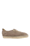 Manebi Brown suede espadrilles for men - edging from a wicker platform. leather interior, top height 8 cm. 100% suede. Insole: leather. Country of manufacture: Italy. Care: specialized cleaning - photo 1