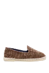 Manebi Espadrilles made of cotton brown men's - edging from a wicker platform. leather interior, top height 8 cm. 100% cotton. Insole: leather. Country of manufacture: Italy. Care: specialized cleaning - photo 1