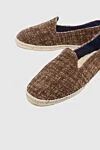 Manebi Espadrilles made of cotton brown men's - edging from a wicker platform. leather interior, top height 8 cm. 100% cotton. Insole: leather. Country of manufacture: Italy. Care: specialized cleaning - photo 5