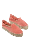 Manebi Women's coral suede espadrilles on a platform - edging made of woven straw. suede. Insole: leather. Country of manufacture: Italy. Care: specialized cleaning - photo 3