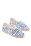 Manebi Women's blue striped print espadrilles - striped print, edging made of woven straw. tweed. Insole: leather. Country of manufacture: Italy. Care: specialized cleaning - photo 3