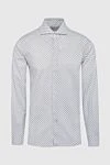 Orian White cotton and elastane shirt for men - Decor: small ornament pattern. Composition: 97% cotton, 3% elastane. Closure: buttons. Country of manufacture: Italy. Care: specialized cleaning - photo 1