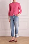 Кардиган из полиамида розовый женский Ermanno Scervino - пуговицы. цветок из ткани. 100% полиамид. Страна производитель: Италия. Уход: специализированная чистка - фото 2