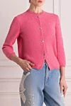 Ermanno Scervino Кардиган из полиамида розовый женский - пуговицы. цветок из ткани. 100% полиамид. Страна производитель: Италия. Уход: специализированная чистка - фото 3