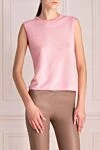 Malo Women's pink top - 57% cashmere, 36% linen, 7% polyamide. Country of manufacture: Italy. Care: specialized cleaning - photo 3