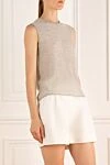 Malo Women's gray top - melange pattern. 57% cashmere, 36% linen, 7% polyamide. Country of manufacture: Italy. Care: specialized cleaning - photo 3