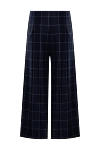 Women's cropped wool checkered pants navy blue Malo - checkered pattern. two side pockets. wool. hook, zipper. Country of manufacture: Italy. Care: specialized cleaning - photo 6