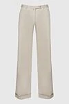 Malo Women's wide loose-fit pants beige - two side pockets. cotton, elastane. hook, zipper. Country of manufacture: Italy. Care: specialized cleaning - photo 1