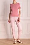 Women's straight-leg pants pink Malo - two side pockets. cotton, elastane. hook, zipper. Country of manufacture: Italy. Care: specialized cleaning - photo 2