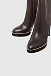 Brunello Cucinelli Women's brown leather boots with shiny details - shiny details. genuine leather. elastic inserts. Heel height: 12 centimeters. Country of manufacture: Italy. Care: specialized cleaning - photo 5