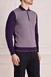 Cesare di Napoli Wool Long Sleeve Polo Violet for men - Fantasy Pattern. Long sleeve. 100% wool. Closure: Zipper. Country of manufacture: Italy. Care: specialized cleaning - photo 3