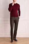 Wool jumper burgundy for men Panicale - 100% wool. Country of manufacture: Italy. Care: specialized cleaning - photo 2