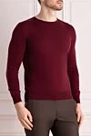 Panicale Wool jumper burgundy for men - 100% wool. Country of manufacture: Italy. Care: specialized cleaning - photo 3