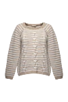 Casheart Beige cashmere jumper for women - textured knitwear, striped pattern. 100% cashmere. Country of manufacture: Italy. Care: specialized cleaning - photo 1