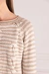 Casheart Beige cashmere jumper for women - textured knitwear, striped pattern. 100% cashmere. Country of manufacture: Italy. Care: specialized cleaning - photo 5