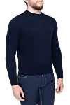 Casheart Blue cashmere jumper for men - 100% cashmere. Country of manufacture: Italy. Care: specialized cleaning - photo 3