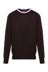 Massimo Sforza Brown wool jumper for men - Colored Neck. 100% wool. Country of manufacture: Italy. Care: specialized cleaning - photo 1