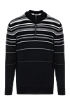 Massimo Sforza Wool and silk long sleeve polo black for men - Horizontal lines pattern. Long sleeve. 85% wool, 15% silk. Buttons. Country of manufacture: Italy. Care: specialized cleaning - photo 1