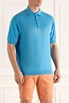 John Smedley Blue cotton polo for men - Composition: 100% cotton. Clasp: Buttons. Country of manufacture: Italy. Care: specialized cleaning - photo 3