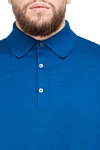 John Smedley Polo from cotton blue for men - 100% cotton. Buttons. Country of manufacture: Italy. Care: specialized cleaning - photo 5