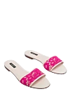 Dolce & Gabbana Women's slippers with lace, pink - contrasting lace. 60% viscose, 25% elastane, 15% polyamide. Country of manufacture: Italy. Care: specialized cleaning - photo 3