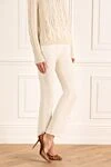 Ermanno Scervino Women's straight-leg wool pants white - two pockets. wool. elastic belt. Country of manufacture: Italy. Care: specialized cleaning - photo 3