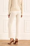 Women's straight-leg wool pants white Ermanno Scervino - two pockets. wool. elastic belt. Country of manufacture: Italy. Care: specialized cleaning - photo 4