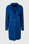 Ermanno Scervino Women's blue wool coat - fabric flower. 100% wool. buttons. two side pockets. Lining: silk. Country of manufacture: Italy. Care: specialized cleaning - photo 1