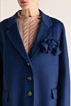 Ermanno Scervino Women's blue wool coat - fabric flower. 100% wool. buttons. two side pockets. Lining: silk. Country of manufacture: Italy. Care: specialized cleaning - photo 5