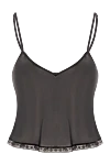 Ermanno Scervino Легкий черный топ из шифона с ажурным верхом - кружевные вставки. 90% шелк, 9% хлопок, 1% полиамид. Страна производитель: Италия. Уход: специализированная чистка - фото 1